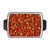 Chickpea salsa in a dark serving dish, vegan En Route lunch box main