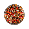 Roasted sweet potato salad with chickpeas and chilli, vegan summer salad at Cafe Route