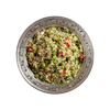 White quinoa salad with peppers and fresh herbs, vegan summer salad at Cafe Route